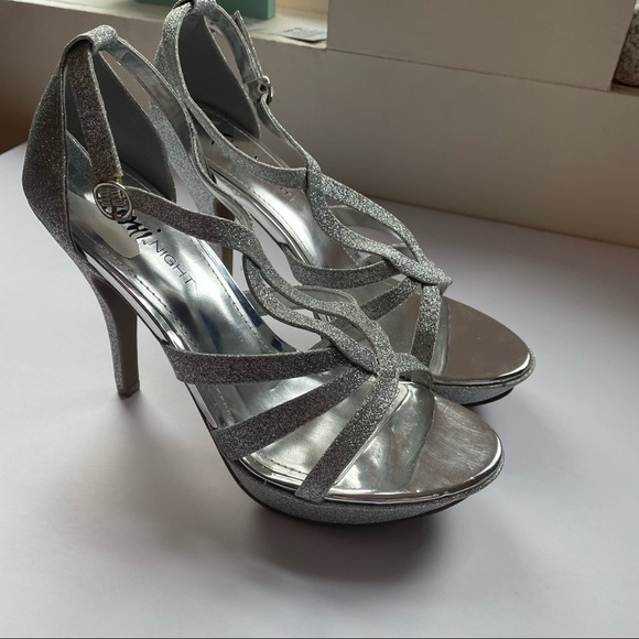 Size 8 Fiona Night Silver Sparkly High Heels - Picture 6 of 13